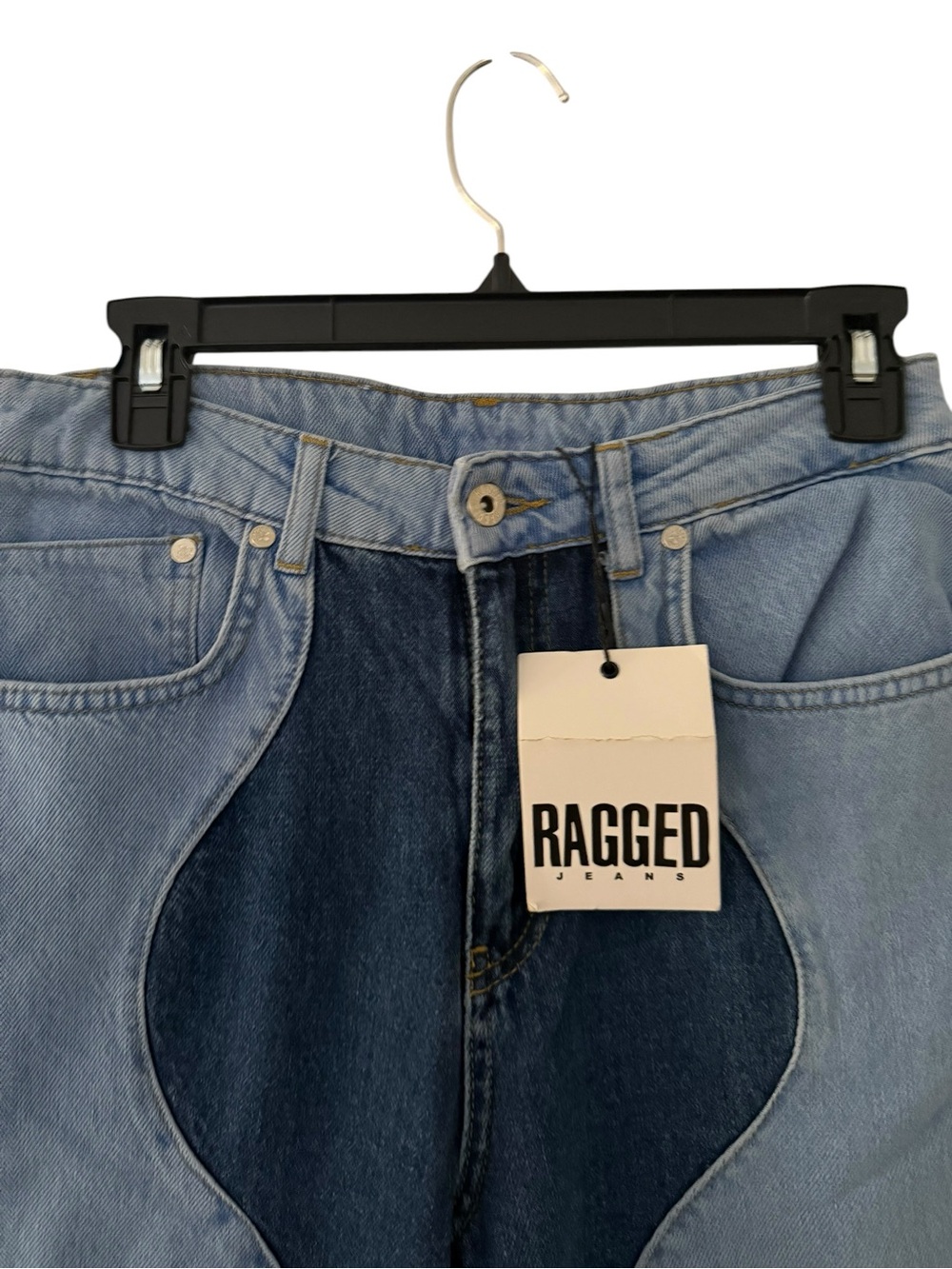 NWT The Ragged Priest Underworld Jean Two-Tone Wave Panel Wide Leg Jeans Size 28 - Picture 5 of 9